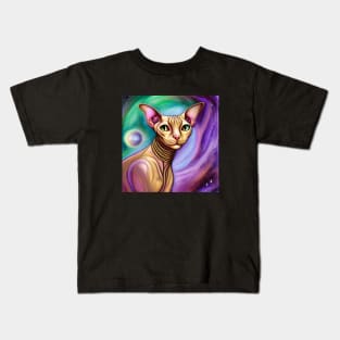 Sphynx Cat in Space Kids T-Shirt